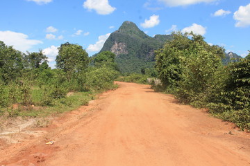 Fototapeta na wymiar The natural road in Laos 