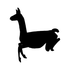 Vector silhouette logo with realistic jumping llama