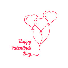 happy valentine's day with thin line balloon