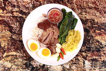 Jasmine Rice with stewed pork hock,Khao Kha Moo Palo.