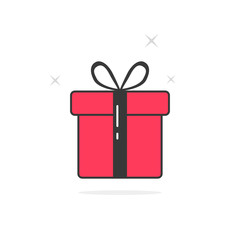 pink and black outline gift box