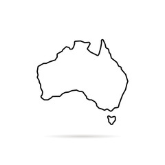 thin line australia map with shadow - obrazy, fototapety, plakaty