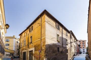 Fototapeta na wymiar Fork in one of the streets in Rome