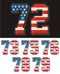 set retro number america flag, vector images are not straight and smooth patches, 