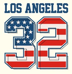 retro Los angeles america Flag, white background, vector.