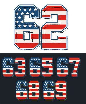 set Number Usa Flag, vector images are straight and smooth.