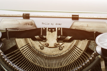 Hello my Dear:Vintage inscription made by old typewriter
