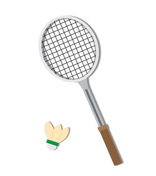 Vector of Badminton racket and white shuttlecock
