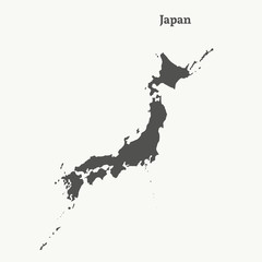 Outline map of Japan. vector illustration.