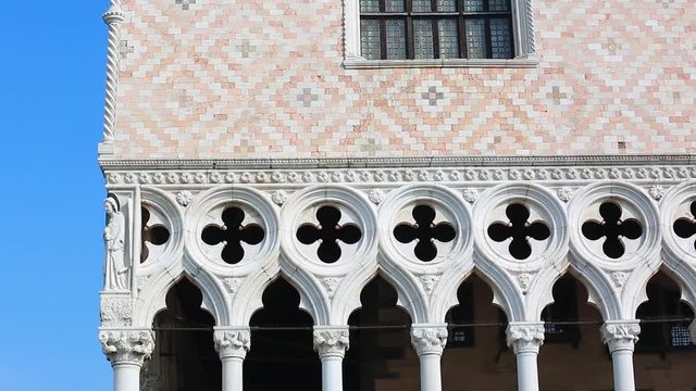 Buildings Detail From Doge's Palace (Palazzo Ducale), Part Of San Marco Square In Venice, Italy - HD Video
