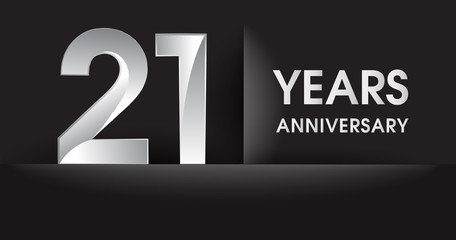 twenty one years Anniversary celebration logo, flat design isolated on black background, vector elements for banner, invitation card for celebrating 21st birthday party
