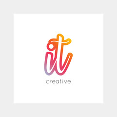 IT logo, vector. Useful as branding, app icon, alphabet combination, clip-art.