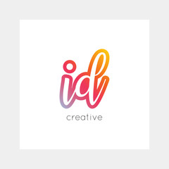 ID logo, vector. Useful as branding, app icon, alphabet combination, clip-art.