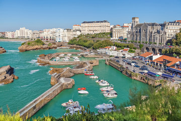 Port for small boats in Biarritz, Aquitaine, France - obrazy, fototapety, plakaty