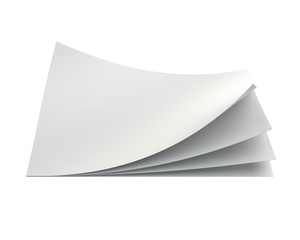 Stack of blank paper sheets on white background. 3d rendering