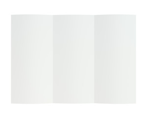 Blank folded leaflet white paper. 3d rendering. white background