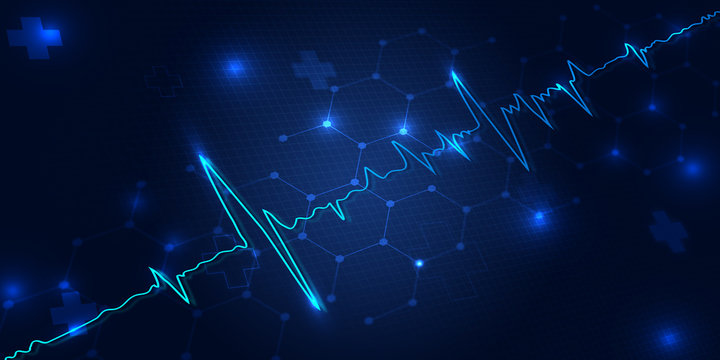 Health Concept with Cardiac Frequency in blue background