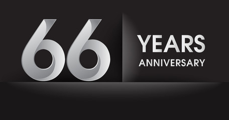 sixty six years Anniversary celebration logo, flat design isolated on black background, vector elements for banner, invitation card for celebrating 66th birthday party