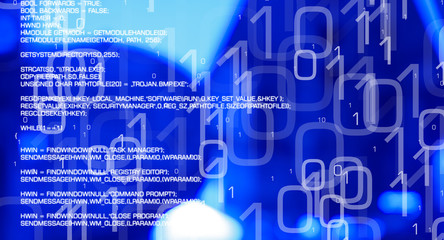 Hacker cyber attacks, cybercrime blue background