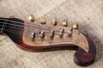 detail old musical instrument tamburitza.