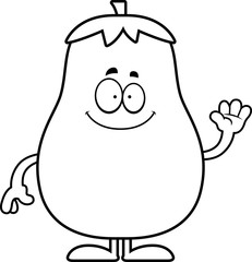 Cartoon Eggplant Waving