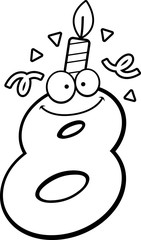 Cartoon Number Eight Birthday