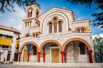 Fototapeta na wymiar Greece, Delphi, August 2016, Church in the middle of town