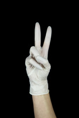 hand with white Glove on black