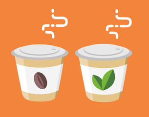 Take away coffee or tea flat style vector icon