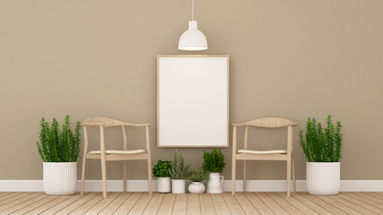 cafe or living room and indoor garden - 3d Illustration