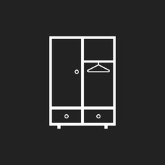 Cupboard furniture icon. Furniture vector illustration on black background.