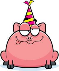 Cartoon Pig Drunk Party