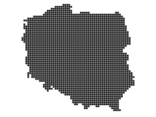 Abstract map of Poland made of square dots. Vector illustration.