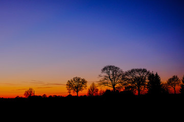 Colorful countryside sunset