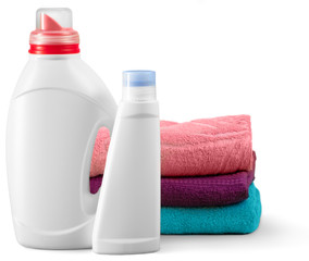 Bottles and towels isolated