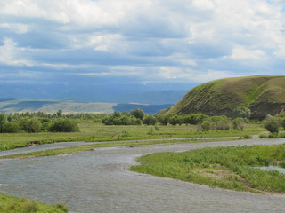 Mountain river  in The Natural Jungar Alatau national park in Kazakhstan