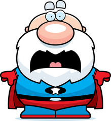 Scared Cartoon Superhero Grandpa