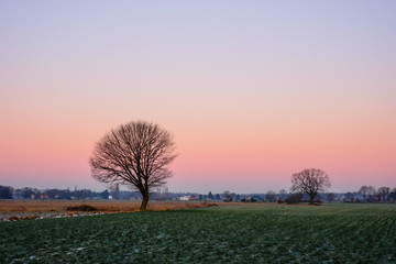 Colorful countryside sunset