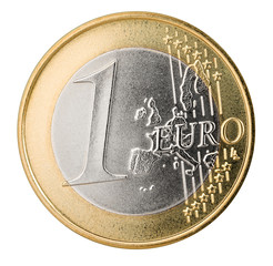 one euro coin isolated on white background / 1 euro münze isoliert auf hintergrund weiß