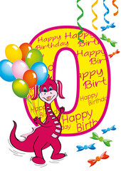 buon compleanno bambina numero 0 con draghetta