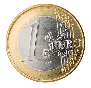 one euro coin isolated on white background / 1 euro m&uuml;nze isoliert auf hintergrund wei&szlig;