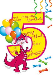 buon compleanno bambina numero 5 con draghetta