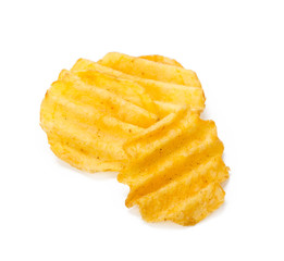 yellow potato chips isolated on white