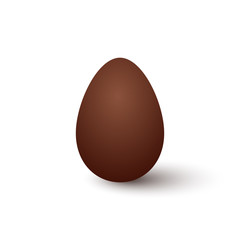 Chocolate egg with shadow on white background, vector illustration