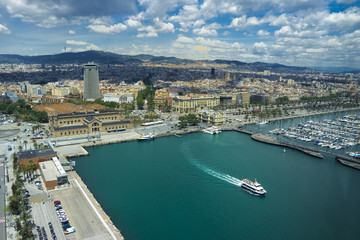 Fototapeta na wymiar Aerial view of Barcelona Port