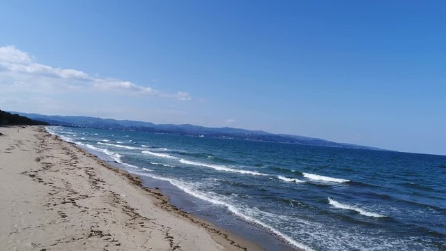 Aerial view of the Japanese sea and beach (30fps)