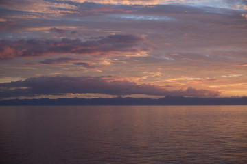 Purple Sunset over the mountains and Lake Malawi 