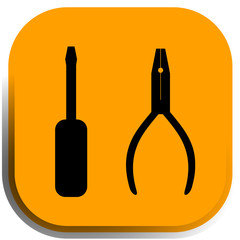 Screwdriver with pliers icon, vector illustration