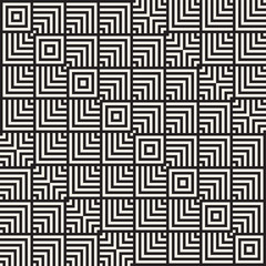 Stylish Lines Maze Lattice. Ethnic Monochrome Texture. Abstract Geometric Background. Vector Seamless Black and White Pattern.
