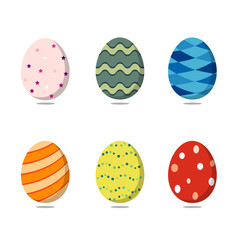 Set of colorful easter eggs on white background. Vector illustration